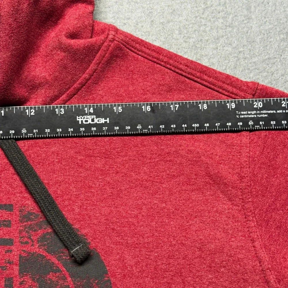 The North Face Mens XL Hoodie Red Pullover Distressed Logo Sweatshirt FA15 SMU